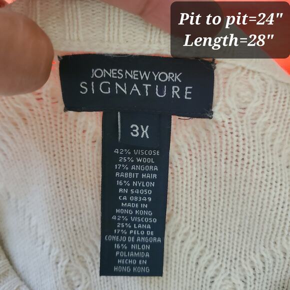 Jones New York Signature Copenhagen Zip Front Cardigan Eggshell Wool Blend Sz 3X - Picture 6 of 8